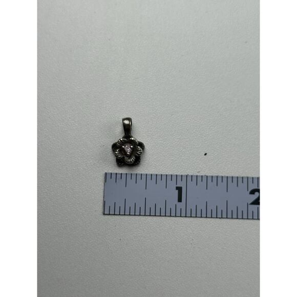 Sophia Fiori Sterling Silver Small Pendant CZ Flower Pink CZ Center - Picture 2 of 6